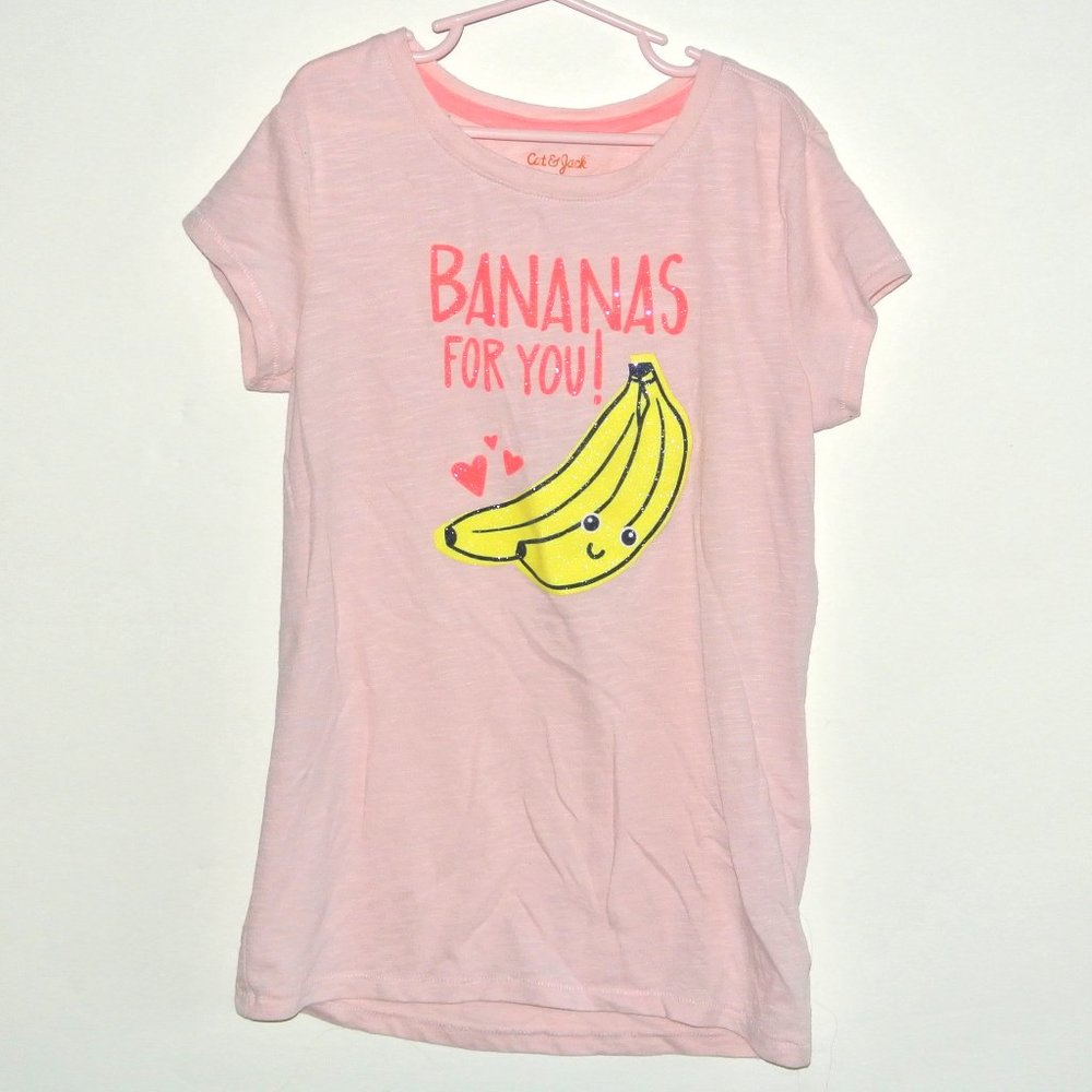 Cat & Jack‎ Bananas For You Pink Tee L 10 12